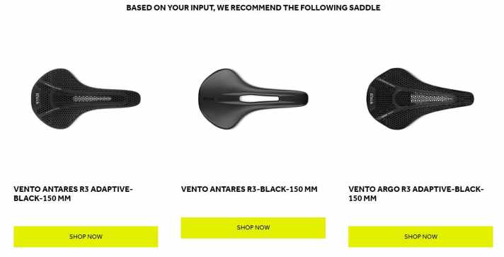The new Saddle Finder from Fizik suggests suitable saddles