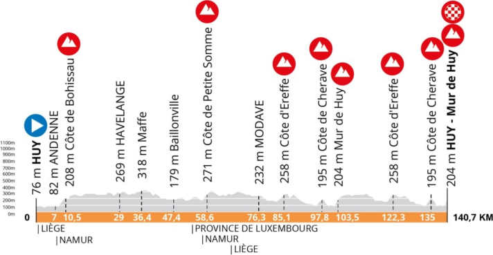The profile of the Flèche Wallonne Femmes 2025 | Graphic: A.S.O.