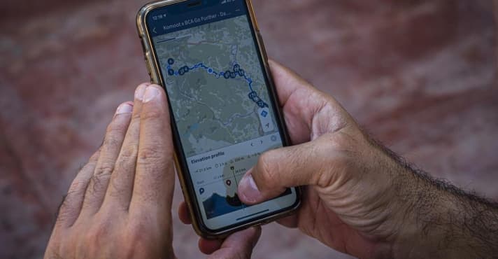 Die Darstellung der MYBIKE-Tour auf dem Smartphone wird mit der komoot-App ganz einfach.