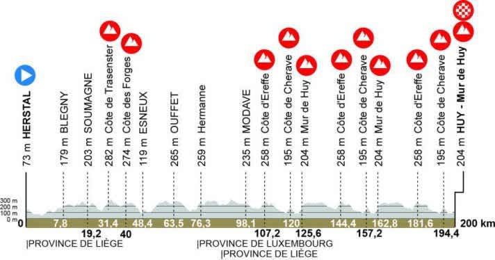 Le profil de la Flèche Wallonne 2026 des hommes