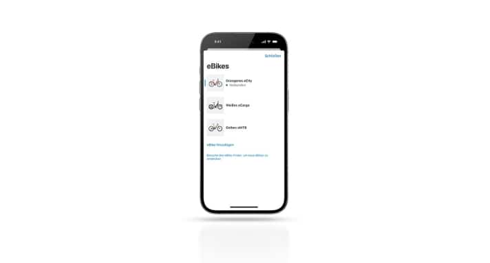 The virtual garage in the eBike Flow app can be filled with up to six bikes.