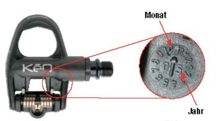  a All KEO pedals (except HM) have the year and month of production indicated on the back of the pedal 