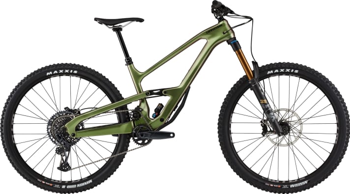   Das Jekyll 1 kommt mit Fox Float Factory 38-Gabel und Float Factory X2-Dämpfer, Sram GX/X1 Eagle-Schaltung und Cannondale Carbon-Lenker sowie Cannondale Vario-Stütze.