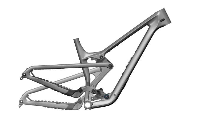 The Propain PRO10 rear triangle is based on four pivot points and a floating damper, which is controlled by two counter-rotating links. According to the manufacturer, the rear suspension should be particularly sensitive and at the same time drive-neutral.