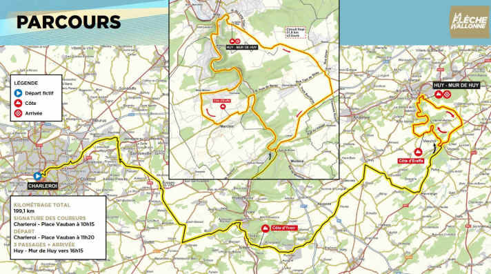 The map view of the Fleche Wallonne 2024
