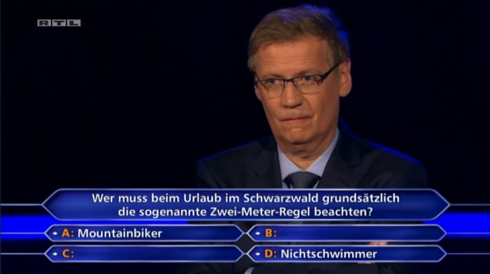 In the TV show "Who wants to be a millionaire?", the 2-metre rule was the subject of the 500,000-euro question.
