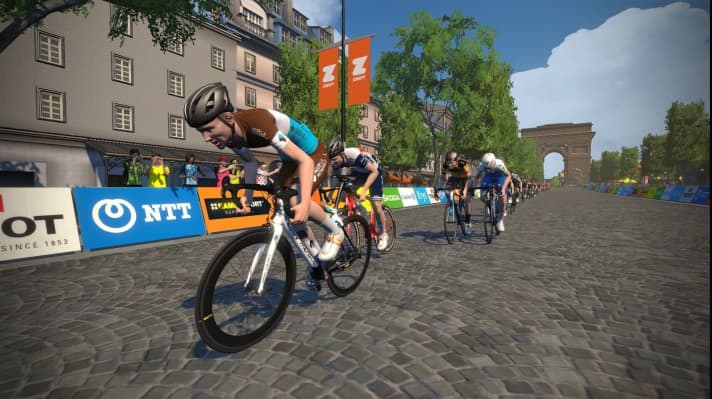   Zwift users can now recreate the traditional finish of the last Tour stage in Paris themselves.