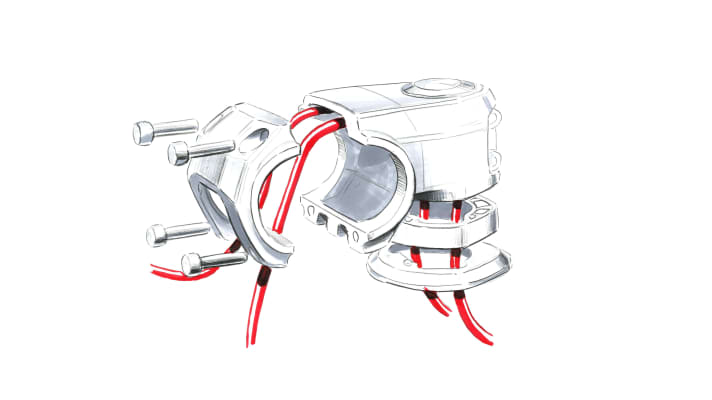   Focus C.I.S - the cables run over the handlebars into the stem and from there through the headset into the frame. The wide bends in which the cables can run in the narrow construction are crucial for a permanently low-friction function.