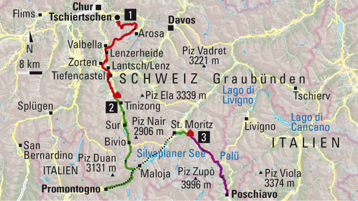   Die Route der Trans-Graubünden für Biker im Überblick.