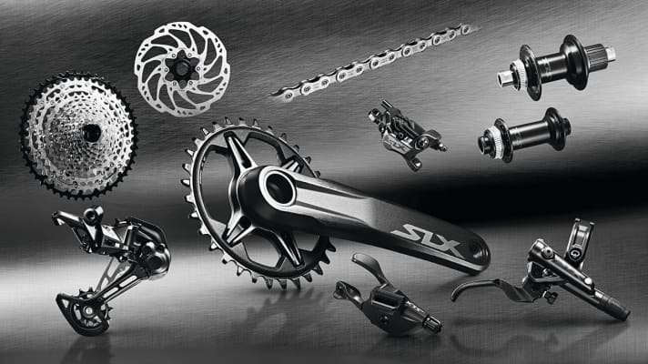   Die komplette, neue Shimano SLX-Gruppe im Überblick.