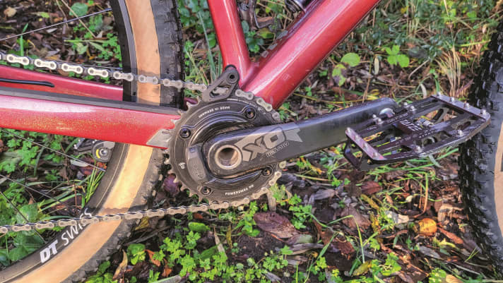 Frequent rider Melanie Mandel relies on a durable steel chainring on her BMC Twostroke hardtail.