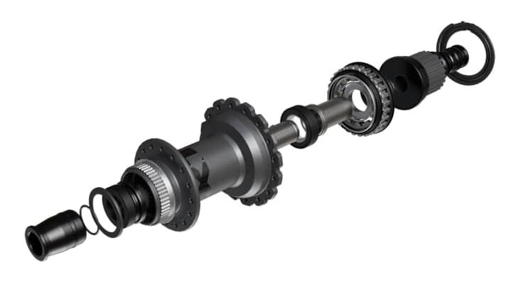Ein Blick in die neuen Shimano XTR-Naben: Die Teile sollen sich zugunsten der Wartungsfreundlichkeit nun besser zerlegen lassen.