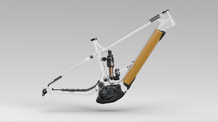 The (heavy!) Powertube 750 also fits in the down tube of the Orbea Wild.