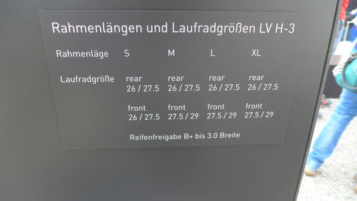   Die verschiedenen Laufrad-Optionen und Rahmenhöhen beim Liteville H-3 MK1 in der Übersicht.