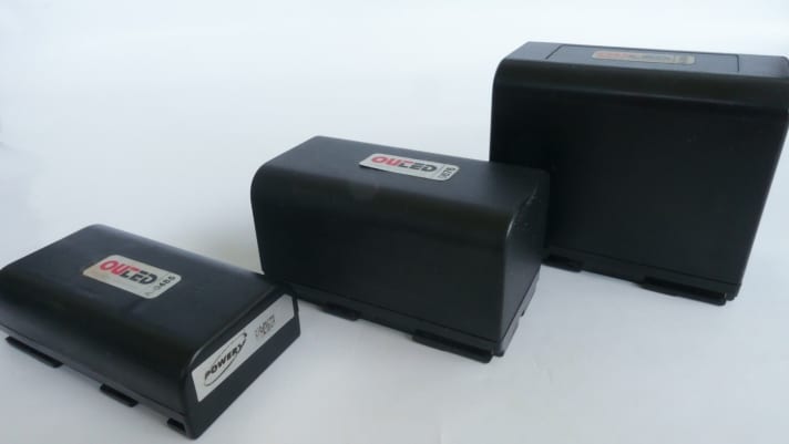   The three standard rechargeable batteries from Out-Led that can be plugged into the Hellena 3.5.
