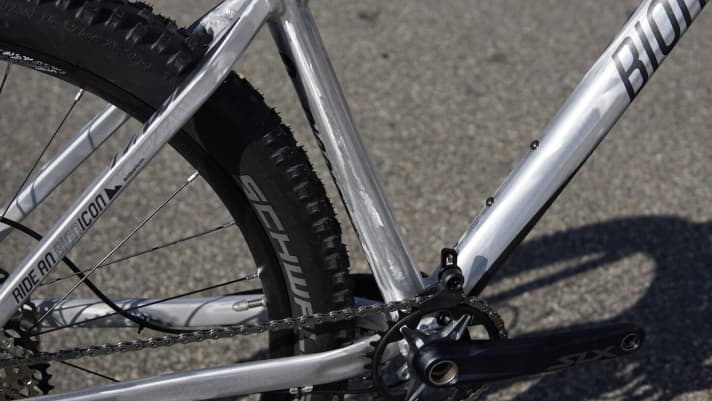   The rear triangle and the seat tube have angular shapes.
