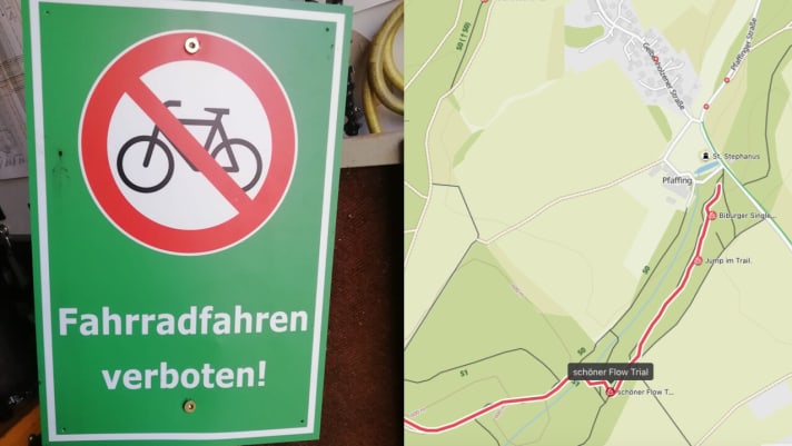   Send us new bike prohibition signs by e-mail or post them with the hashtag #freetrailsbayern.
