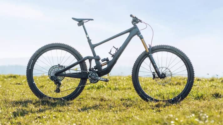 A representative of the enduro bikes - the <a href="https://www.bike-magazin.de/mountainbikes/enduro/kaufberatung-enduros" target="_blank" rel="noopener noreferrer nofollow">Specialized S-Works Enduro</a> - unusually on a summer meadow, because with 160 to 170 mm of travel and around 14 to 16 kilos, these downhill monsters really only feel at home on rough terrain.