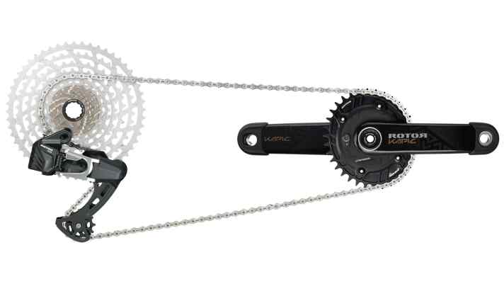 The Rotor Uno drivetrain can be used with in-house cranks as well as those from third-party suppliers. This leaves nothing to be desired in terms of possible combinations