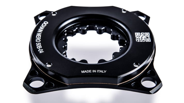 The Ochain R Spider is produced in Italy. It fits most common direct mount cranks