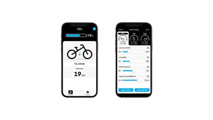 Wie bei TQ gewohnt kann man über die App Drehmoment, Leistung und Unterstützung feintunen.