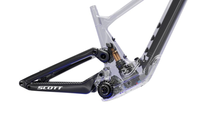 The original patent for the integration of the shock comes from Bold founder Vincenz Droux. Since the takeover, all new Scott models have followed this design language.