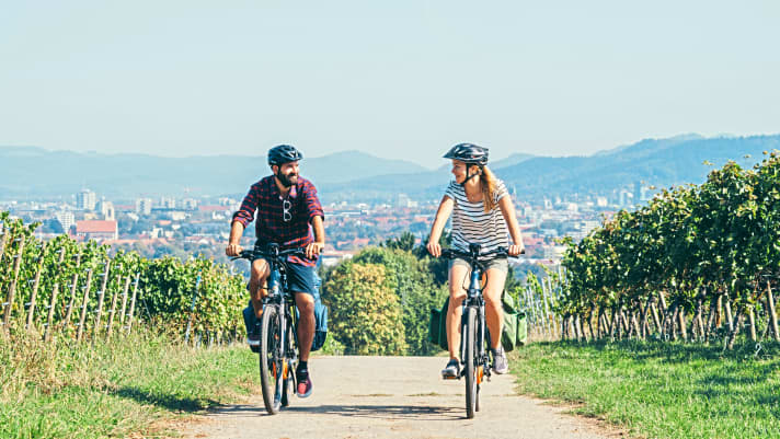 It gets hilly on the wine cycle path near Freiburg.