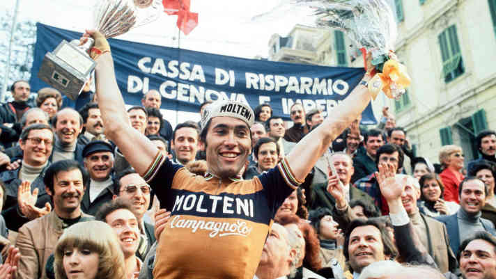 Finale: Merckx’ vierter Sieg bei Mailand-San Remo war 1976 einer der letzten großen Erfolge für Molteni. Ende des Jahres löste sich das Team auf