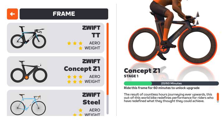 Each bike has five upgrade levels