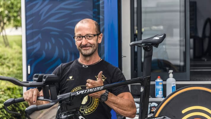 "The new tyres and wheels are more robust overall," says Guido Scheeren, mechanic for the Quick-Step Alpha Vinyl team
