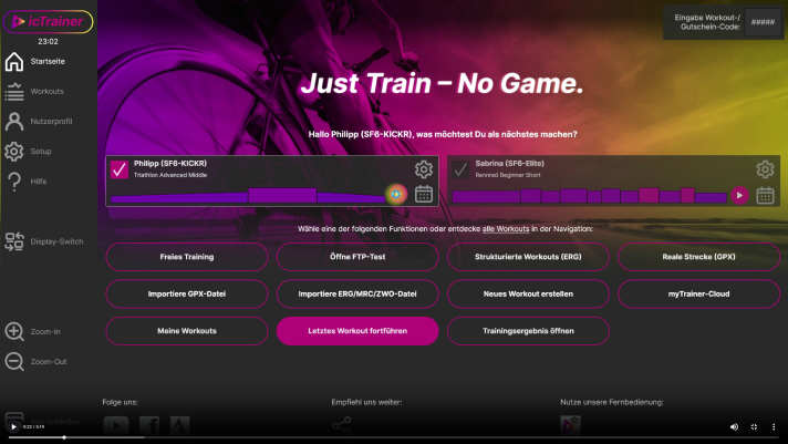 Just Train - No Game: This slogan is the programme at IcTrainer.