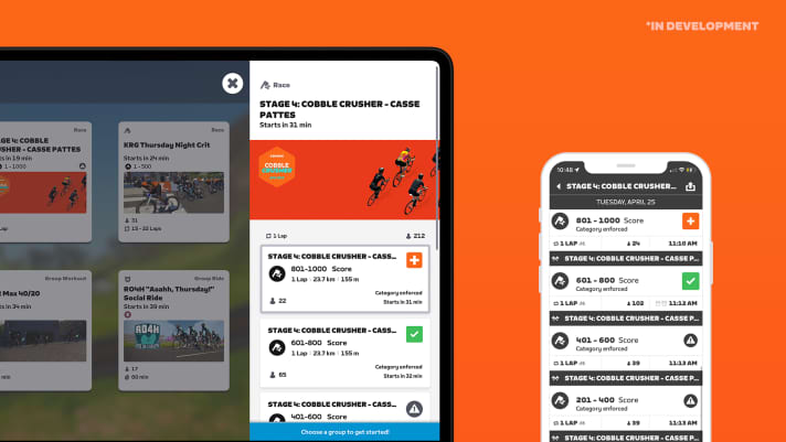 Le Zwift Racing Score doit motiver à faire plus de courses et aider à trouver les courses qui conviennent.
