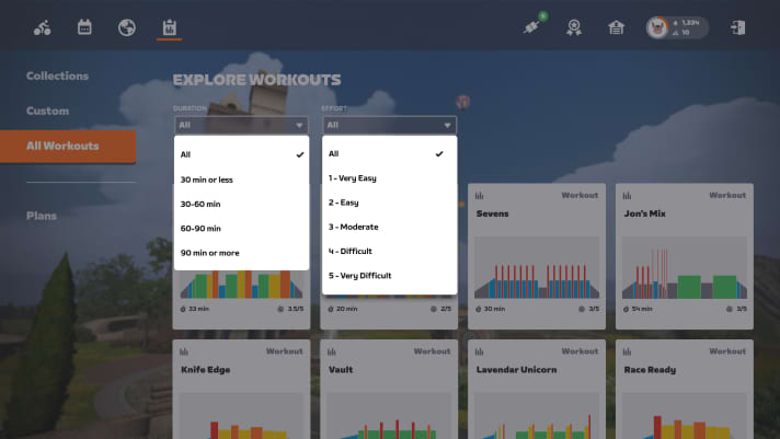 La nouvelle fonction de filtrage permet de rechercher de manière plus ciblée des entraînements adaptés.