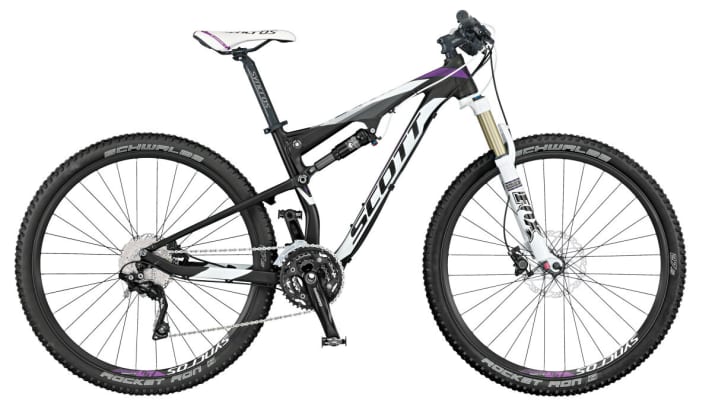 Scott Contessa Spark 700 27,5": Preis 2299 Euro; Rahmen Alu; Federweg 130 mm; Gewicht 12,7 kg; Gabel Fox 32 Float; Dämpfer  Fox Float CTD; Schaltung/Bremse/Laufräder Shimano XT, Deore, 3x10/Shimano M447/Shimano-Naben mit Syncros-Felgen Grössen drei, von 41-49 cm