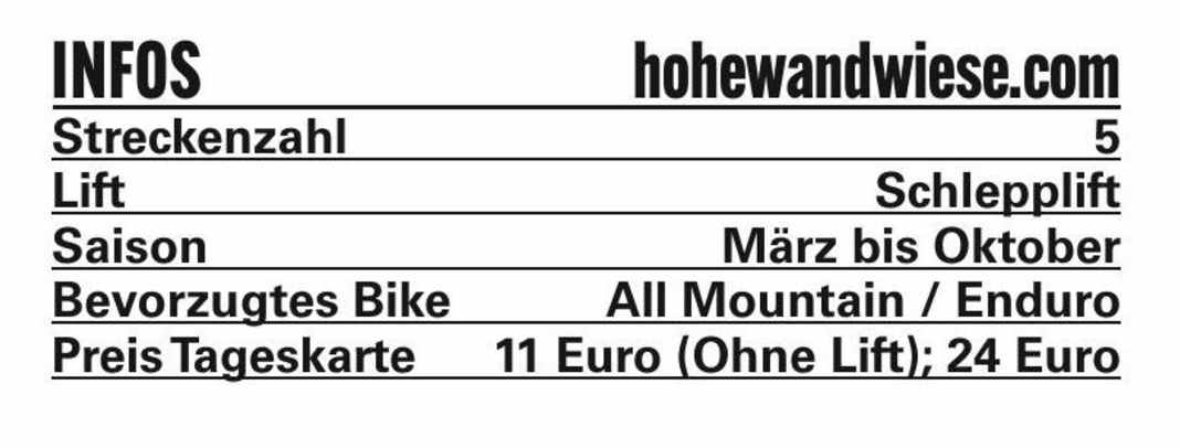 Infos Bikepark Hohe Wand Wiese / Wien (AUT)