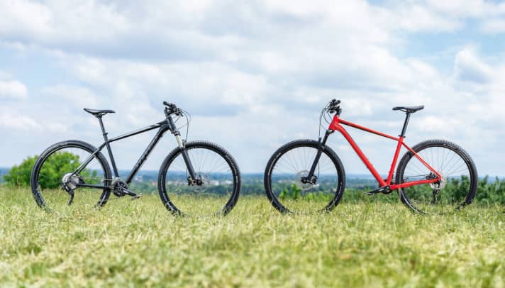   Kategorie: Hardtail. Federweg (vorne): 100-120 Millimeter. Gute Modelle: ab 1000 Euro. Einsatzbereich: Touren auf Schotterwegen und leichte Singletrails; Marathon- und Cross-Country-Rennen. Im Test-Duell: Stevens Applebee (li.) und Cannondale Trail 2.