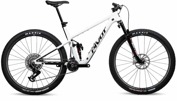 For €12,999, the top model is packed with electronics: Rockshox Flight Attendant, electric dropper post and an XX Eagle transmission with power meter.