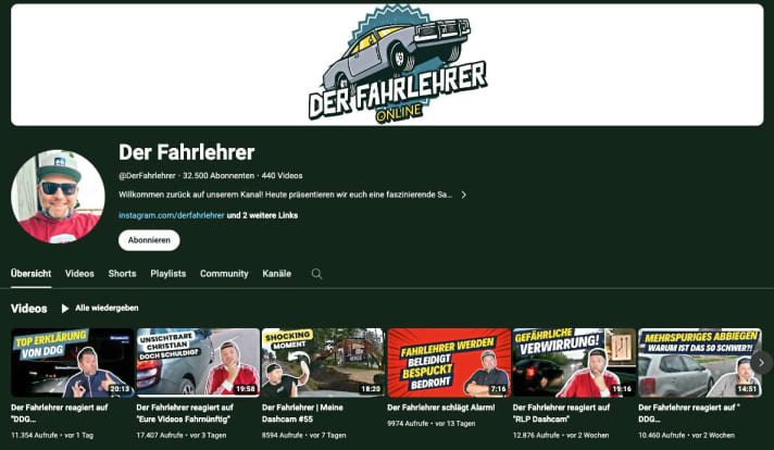 This is the YouTube channel of "Der Fahrlehrer"