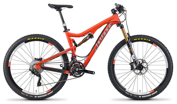 Juliana Furtado Primeiro 27,5: Preis 6730 Euro; Rahmen Carbon; Federweg 130/125 mm; Gewicht* 12,6 kg; Gabel Fox 32 Float; Dämpfer Fox Float CTD; Schaltung/Bremse/Laufräder Shimano XT 3 x 10/Shimano XT/Juliana-Systemlaufräder, Grössen drei, von 41,4-47 cm