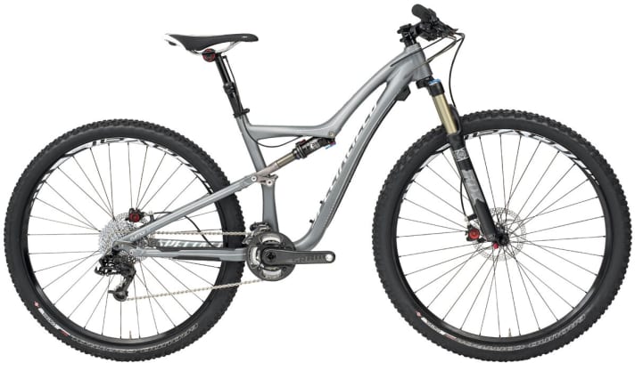 Specialized Rumor Expert 29": Price 3799 euros; aluminium frame; 110 mm travel; Fox 32 Float fork; Fox Float CTD shock; Sram X0, X9, X7 2x10 gears/brakes/wheels/Formula T1S/Roval Control 29 system wheels, sizes three, from 38.7-44.5 cm