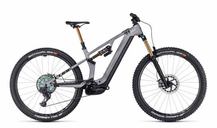 With its aggressive design and very low weight, Cube's technology flagship Stereo Hybrid One55 secured 30 per cent of the votes in our readers' poll and second place in the E-MTB Of The Year vote.