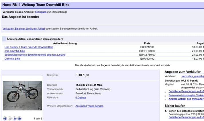   Honda Getriebebike RN-1 auf ebay