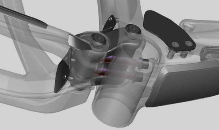   The shift cable and brake hose run through the "hidden link". In addition to the tidy appearance, this should improve durability.
