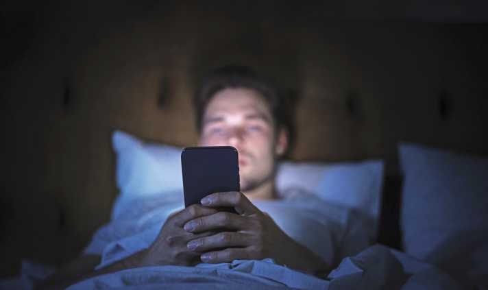 Bright displays disrupt the body's own melatonin production and can make it difficult to fall asleep