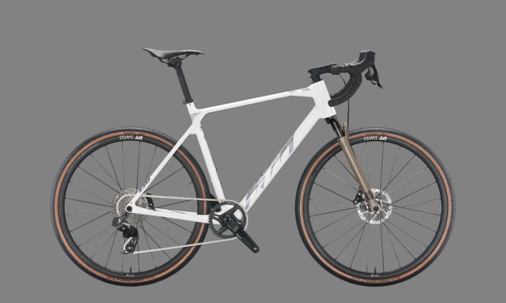   Das X-Strada Prime ist das Topmodell der Produktlinie und kommt für 4099 Euro mit der neuen Rockshox Rudy Federgabel und der elektronischen Sram Rival 1x12 Gravel-Gruppe.