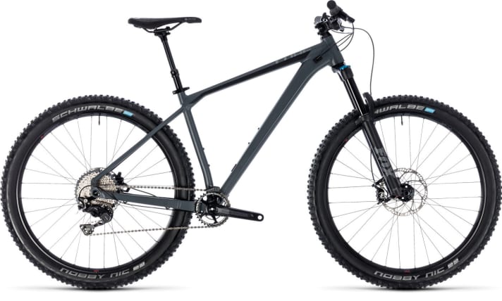   The Cube Reaction Trail Motion has 2.6-inch wide tyres, 130 millimetres of suspension travel and a telescopic seatpost as standard. Price: 1699 euros. Weight according to the manufacturer: 13.1 kilos.