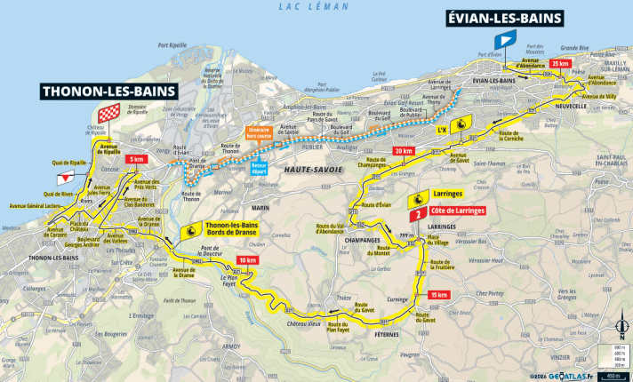 The route of the 16th stage of the 2026 Tour de France