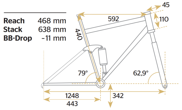Geometry data of the Propain Rage 3 CF