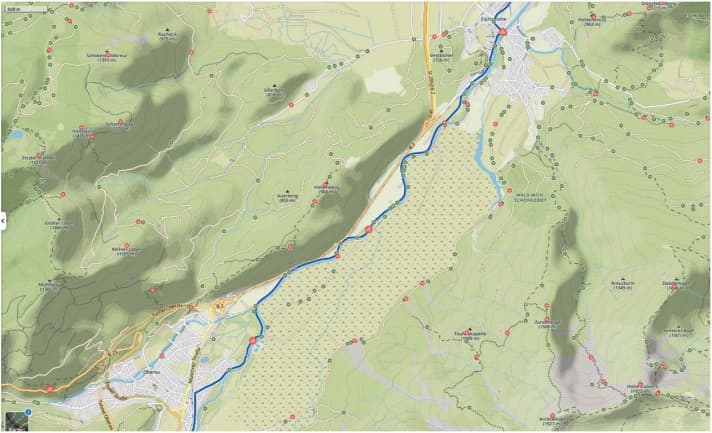 Image section of a Komoot map