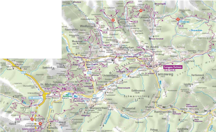   Die Route der Lungau Extrem mit 167 Kilometern und 6000 Höhenmetern.